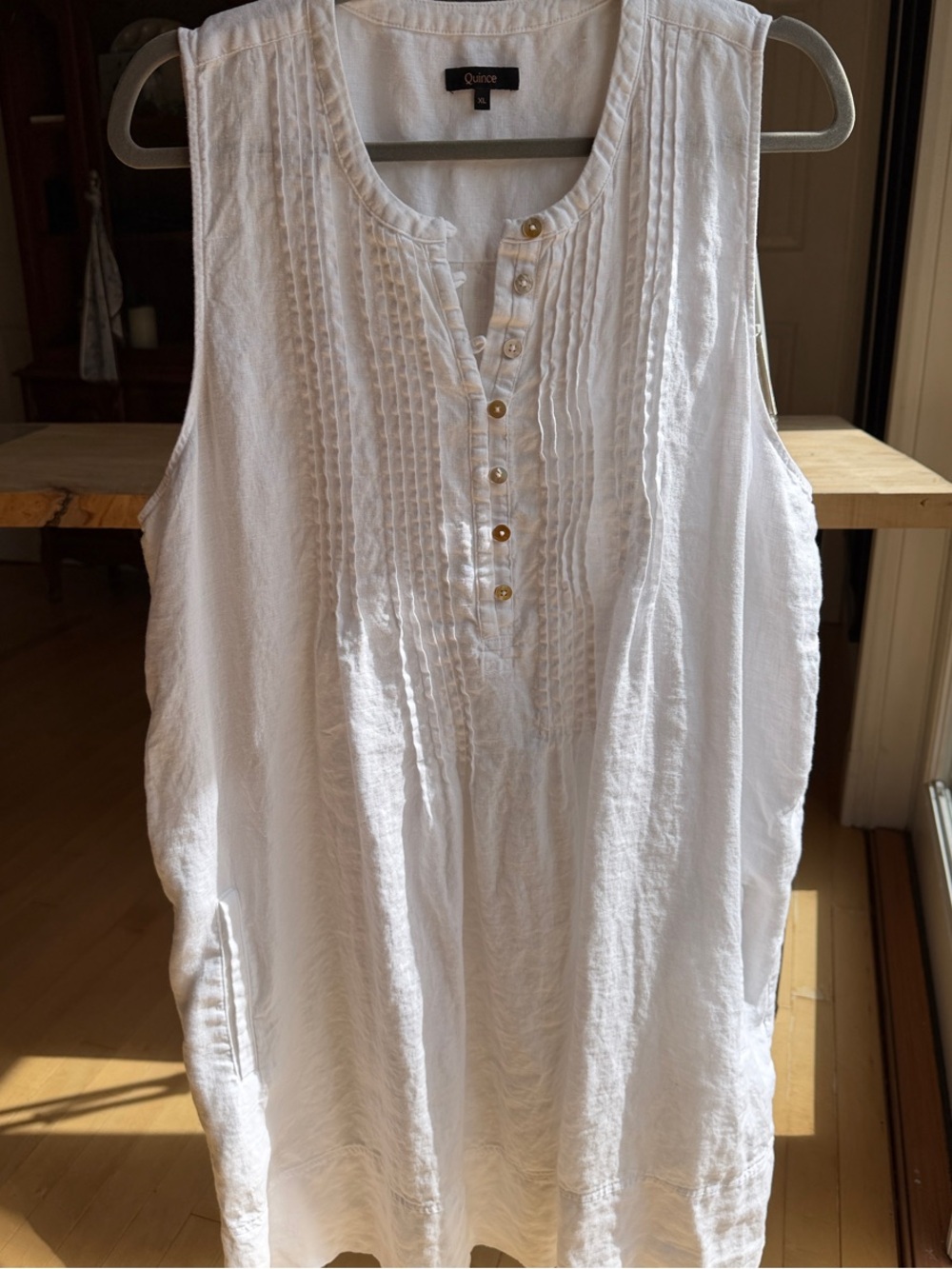 Quince White Linen Sleeveless Dress